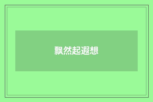 飘然起遐想