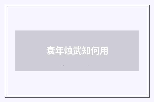 衰年烛武知何用