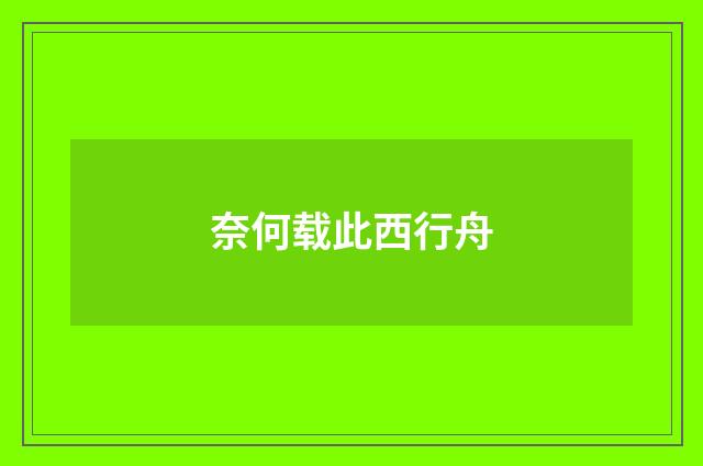 奈何载此西行舟