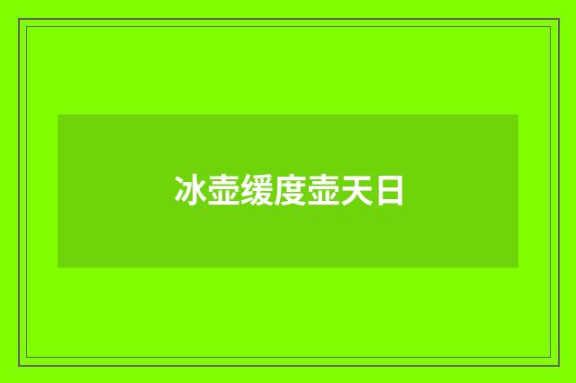 冰壶缓度壶天日