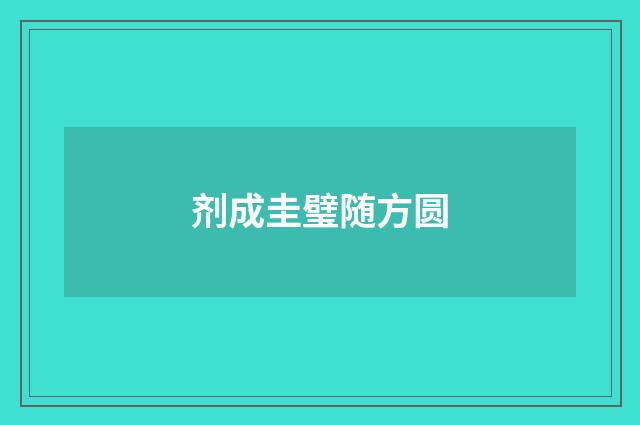 剂成圭璧随方圆