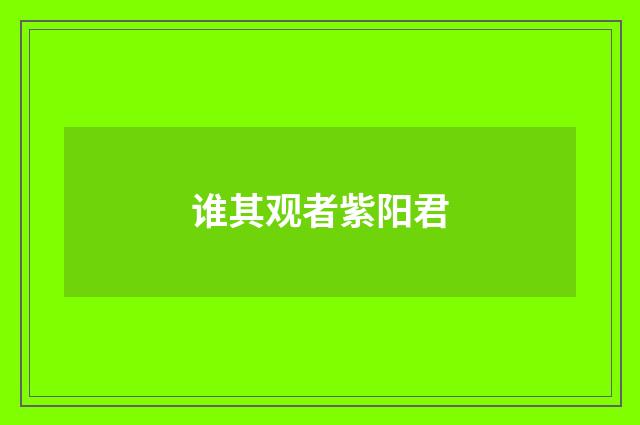 谁其观者紫阳君