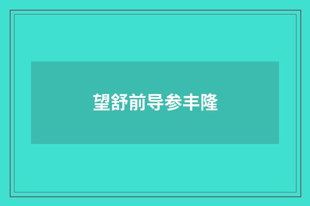 望舒前导参丰隆