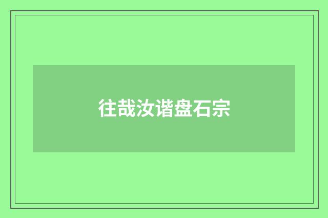 往哉汝谐盘石宗