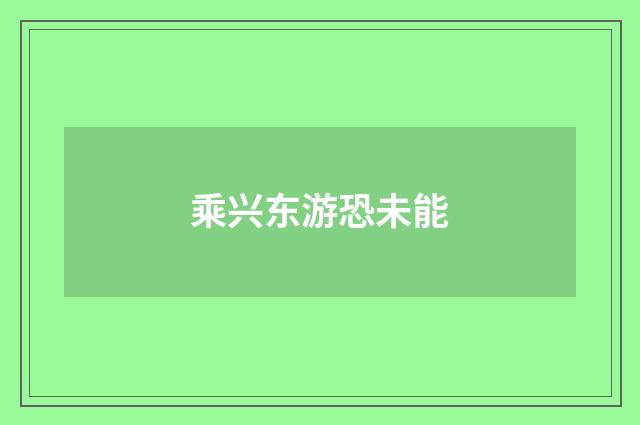 乘兴东游恐未能