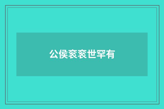 公侯衮衮世罕有