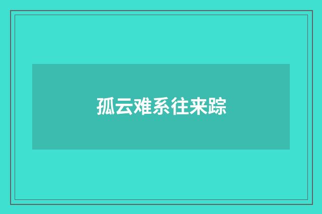 孤云难系往来踪