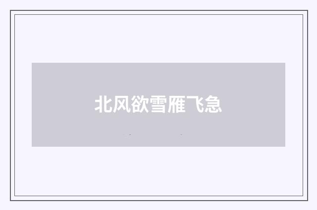 北风欲雪雁飞急