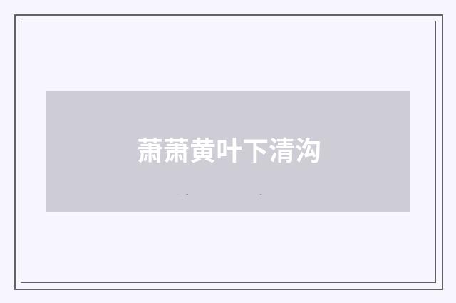 萧萧黄叶下清沟