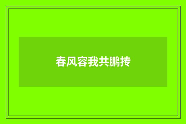 春风容我共鹏抟
