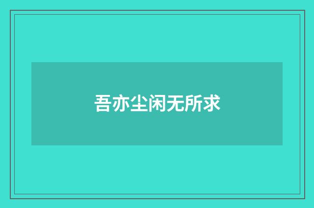 吾亦尘闲无所求