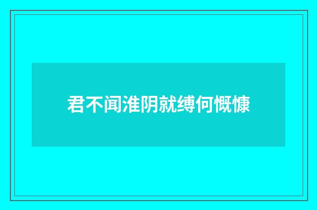 君不闻淮阴就缚何慨慷