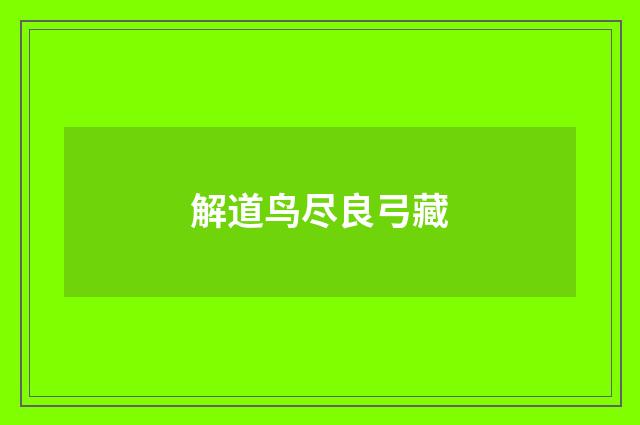 解道鸟尽良弓藏