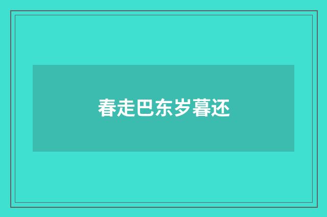 春走巴东岁暮还