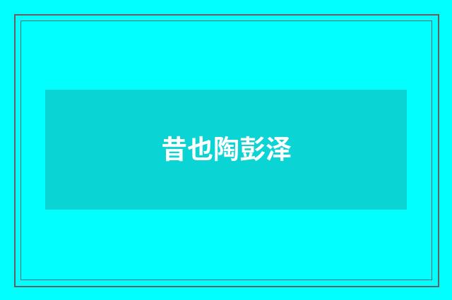 昔也陶彭泽