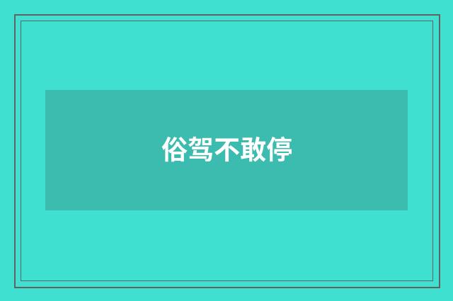 俗驾不敢停