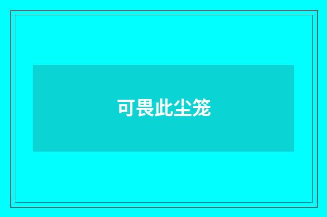 可畏此尘笼