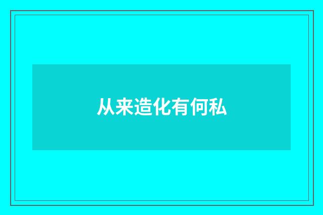 从来造化有何私