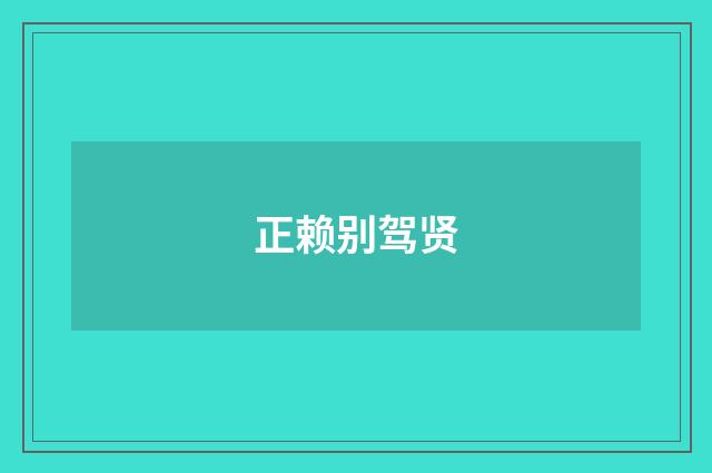 正赖别驾贤