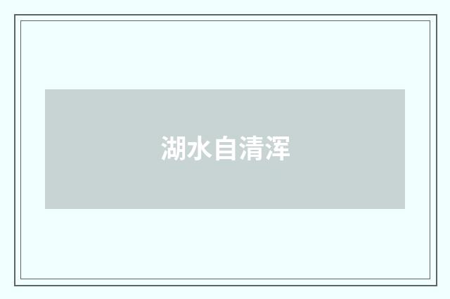 湖水自清浑