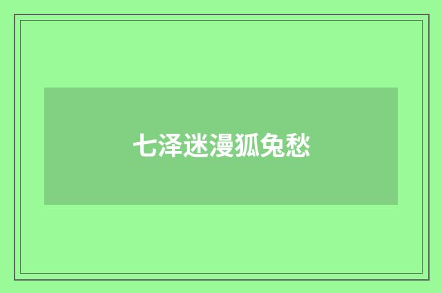 七泽迷漫狐兔愁