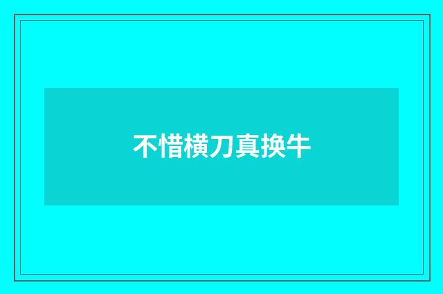 不惜横刀真换牛