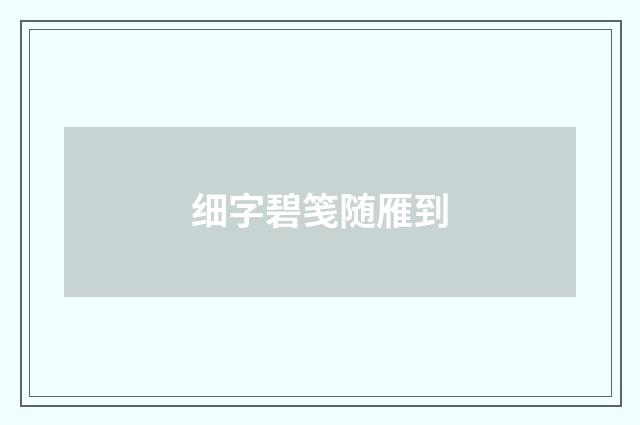 细字碧笺随雁到