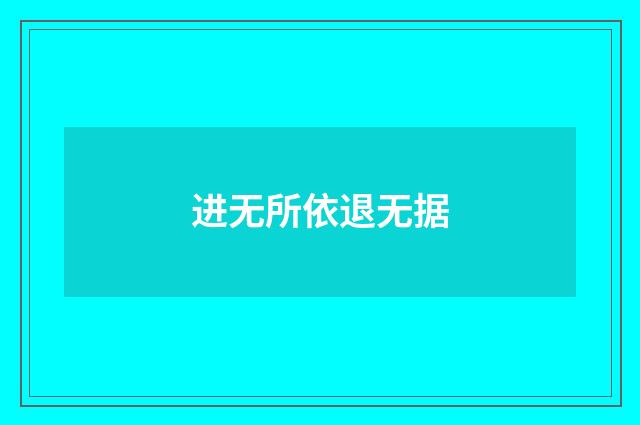 进无所依退无据