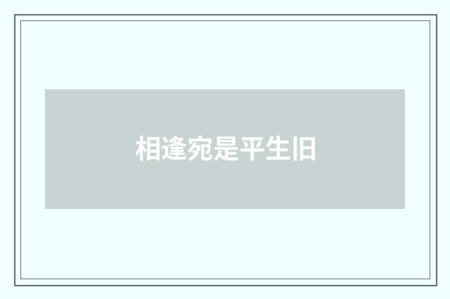 相逢宛是平生旧