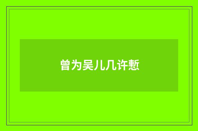 曾为吴儿几许慙