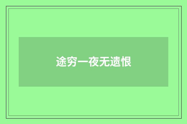 途穷一夜无遗恨