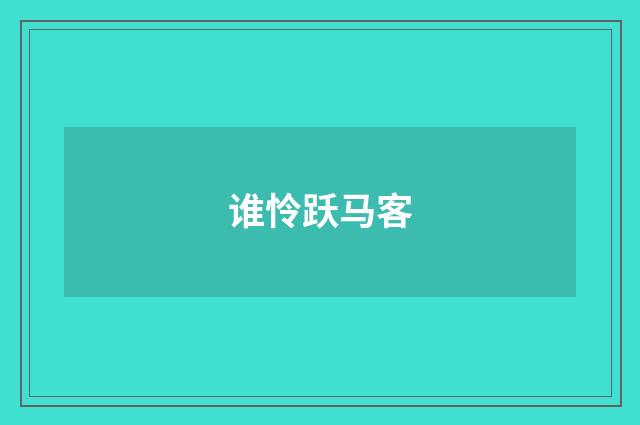 谁怜跃马客