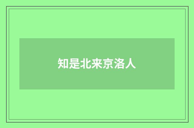 知是北来京洛人