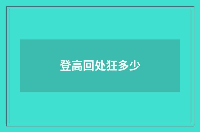 登高回处狂多少