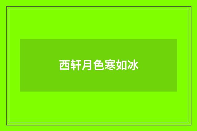 西轩月色寒如冰