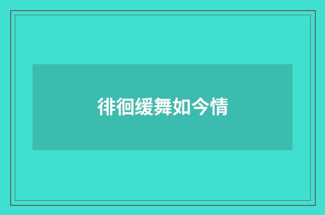 徘徊缓舞如今情