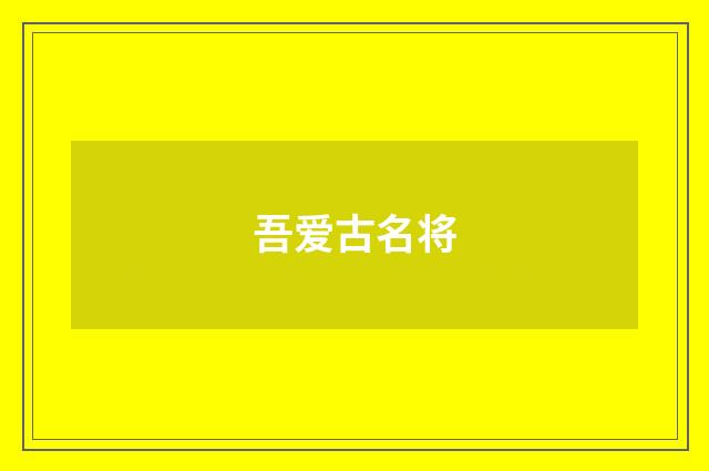 吾爱古名将