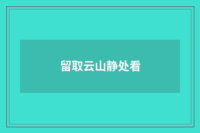 留取云山静处看