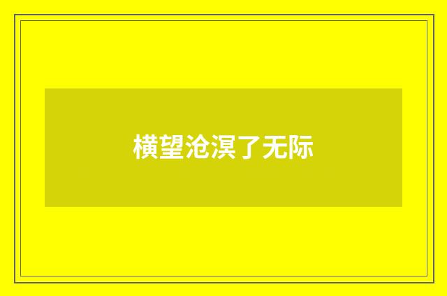 横望沧溟了无际