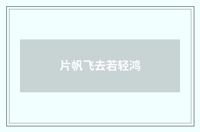 片帆飞去若轻鸿