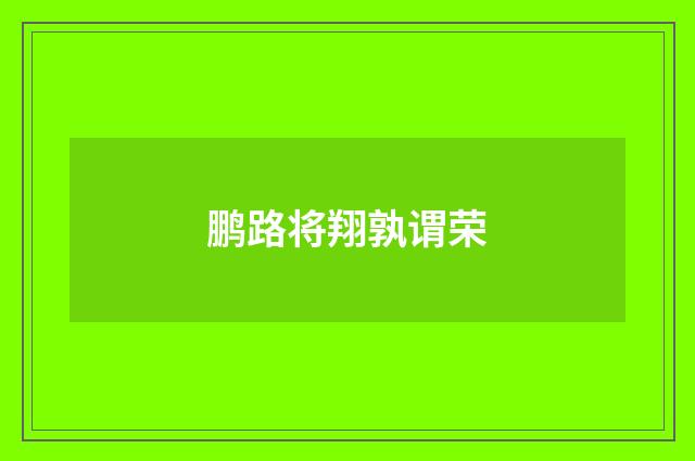 鹏路将翔孰谓荣