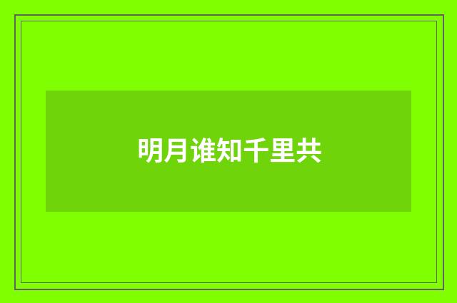 明月谁知千里共