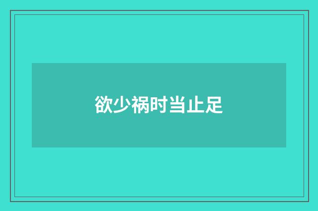 欲少祸时当止足