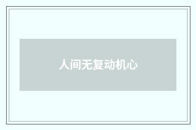 人间无复动机心