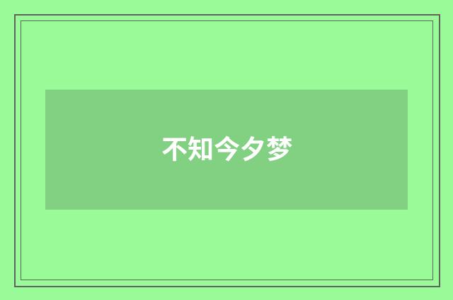 不知今夕梦