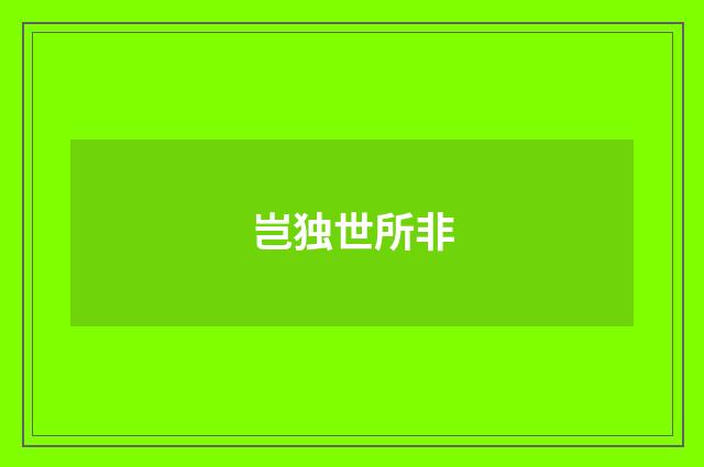 岂独世所非