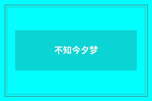 不知今夕梦