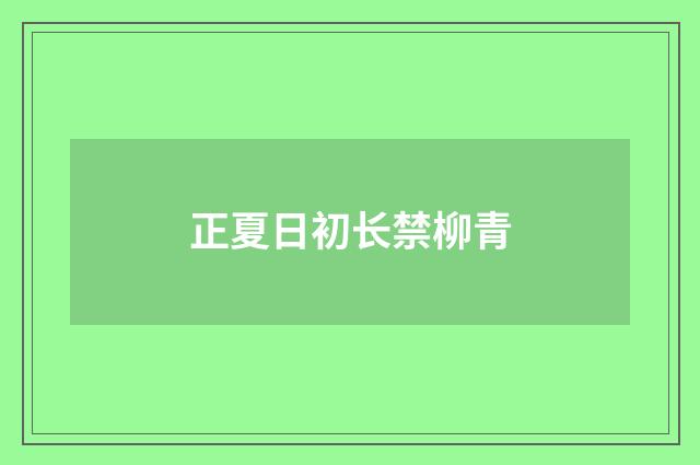 正夏日初长禁柳青