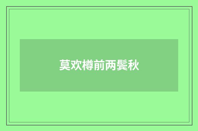 莫欢樽前两鬓秋