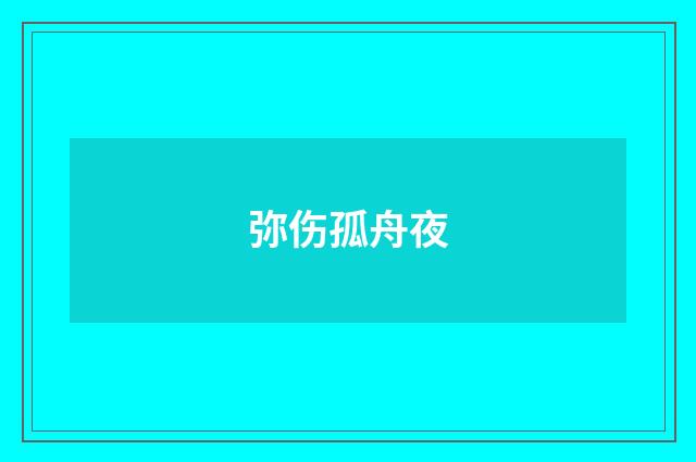弥伤孤舟夜